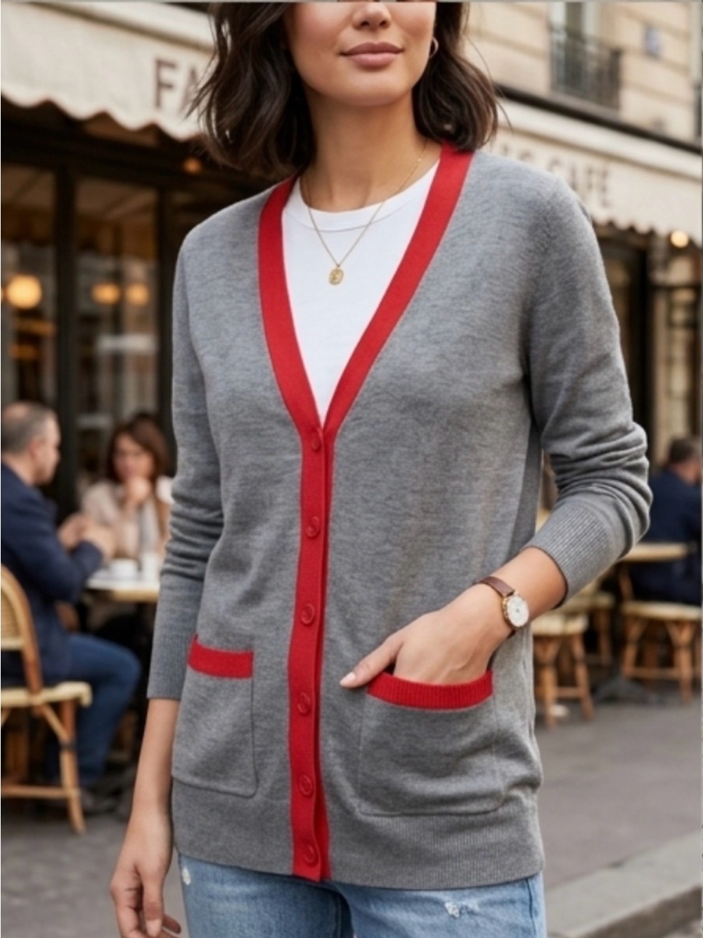 Vintage FOREVER 21 Gray Cardigan Long Sleeves Sz S/P
